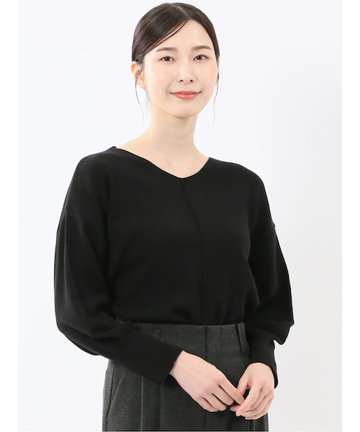 ハンドウォッシャブル センターハギ Vネック ニットプルオーバー