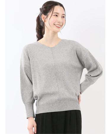 ハンドウォッシャブル センターハギ Vネック ニットプルオーバー