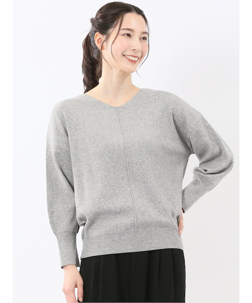 ハンドウォッシャブル センターハギ Vネック ニットプルオーバー