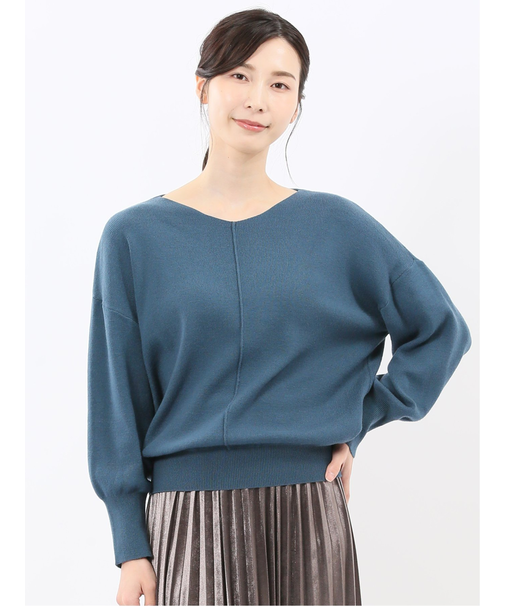 ハンドウォッシャブル センターハギ Vネック ニットプルオーバー