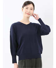 ハンドウォッシャブル センターハギ Vネック ニットプルオーバー