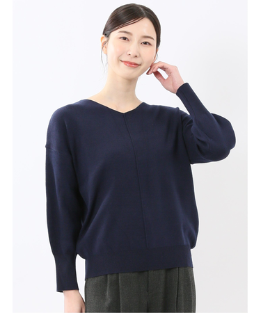 ハンドウォッシャブル センターハギ Vネック ニットプルオーバー