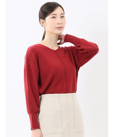 ハンドウォッシャブル センターハギ Vネック ニットプルオーバー