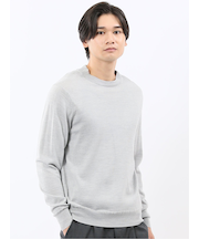 ウォッシャブル ウール混 スロープネックニット