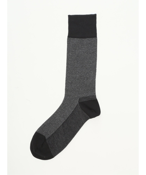 抗菌防臭 ヘリンボン柄クルーソックス