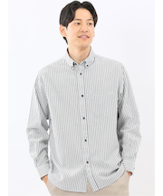 綿100% アムンゼンストライプ ボタンダウン長袖シャツ