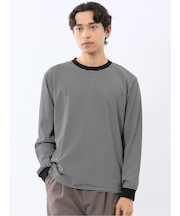 マルチボーダー クルーネック長袖Tシャツ