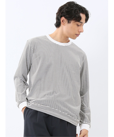 マルチボーダー クルーネック長袖Tシャツ