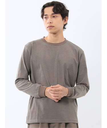 マルチボーダー クルーネック長袖Tシャツ