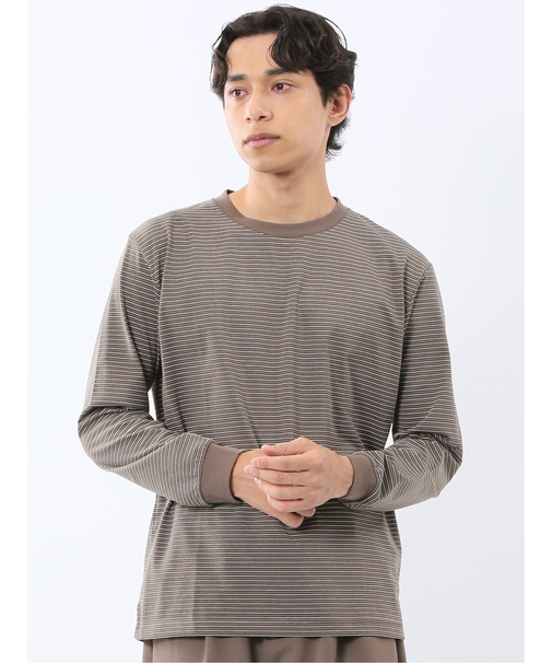 マルチボーダー クルーネック長袖Tシャツ