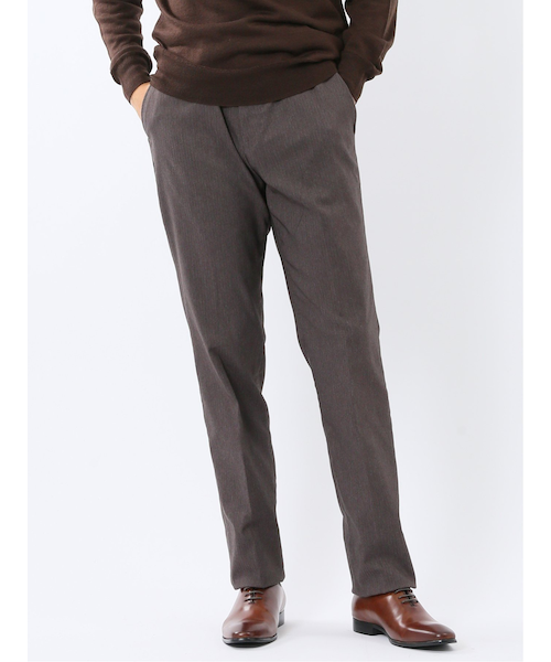 クロスストレッチ裏起毛 スリムフィット ノータックスラックス