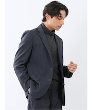 クロスストレッチ スリムフィット 2ボタンジャケット 紺(セットアップ可能)