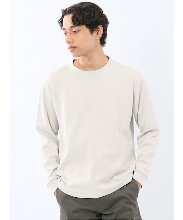 ウェーブジャガード クルーネック長袖Tシャツ