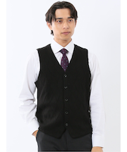 ウォッシャブル ウール混 ダイヤ柄 前開きベスト