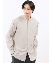 コットンタイプライター バンドカラー長袖シャツ