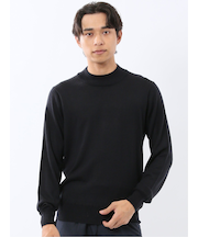 ウォッシャブル ウール混 モックネックニット