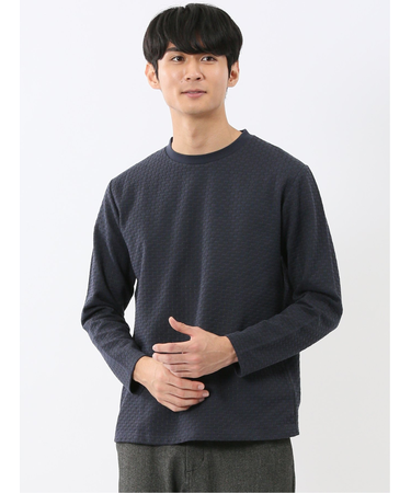 バスケットジャガード クルーネック長袖Tシャツ