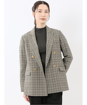 ストレッチウォッシャブル チェック柄 リラクシング ダブルジャケット