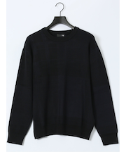 ウォッシャブル ストレッチ チェック柄 クルーニット