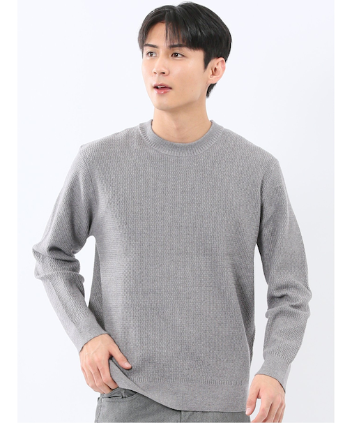 ウォッシャブル ストレッチ 鹿の子 クルーニット