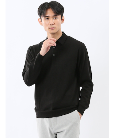 ウォッシャブル ウール混 ニットポロ