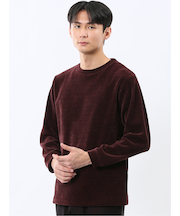 ストレッチ モールジャガード クルーネック長袖Tシャツ