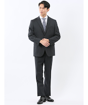 ストレッチウォッシャブル レギュラーフィット 2ボタン2ピーススーツ チェック黒