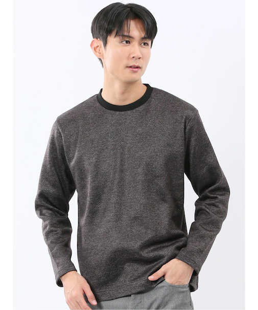 裏起毛ツイル クルーネック長袖Tシャツ