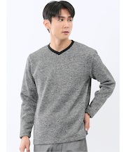 裏起毛カルゼ Vネック長袖Tシャツ