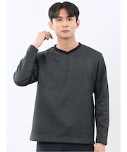 裏起毛カルゼ Vネック長袖Tシャツ