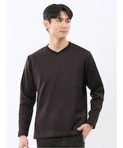 裏起毛カルゼ Vネック長袖Tシャツ