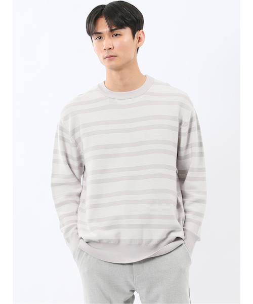 ウェア tobiuo ウォッシャブル ストレッチ 配色ボーダー クルーニット｜タカキューの