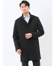 撥水 スタンドカラーコート カルゼ紺