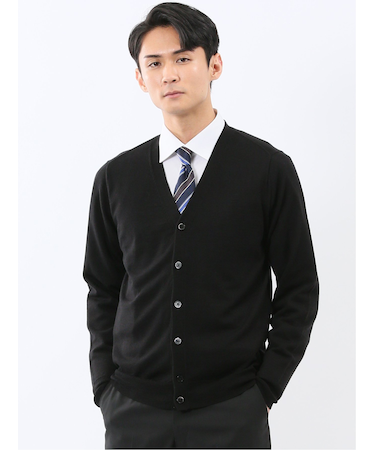 ウォッシャブル ウール混天竺 ニットカーディガン