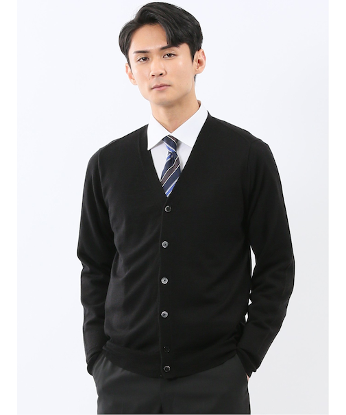 ウォッシャブル ウール混天竺 ニットカーディガン