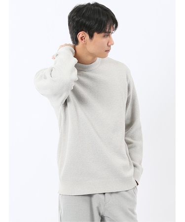 ウォッシャブル ストレッチ 鹿の子 モックネックニット