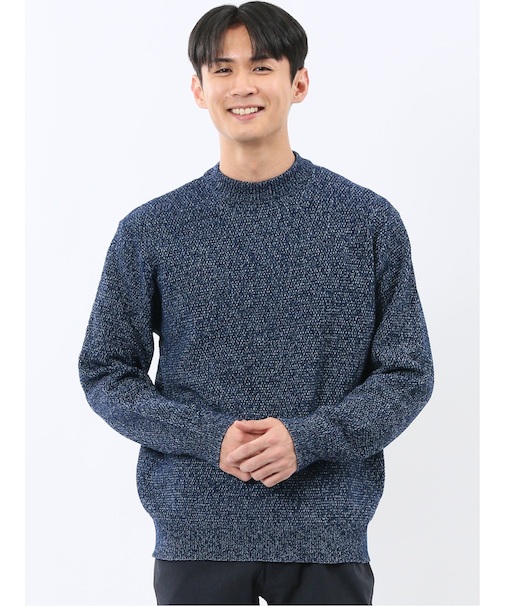 ウォッシャブル ストレッチ 鹿の子 モックネックニット