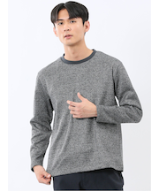 裏起毛ヘリンボン クルーネック長袖Tシャツ