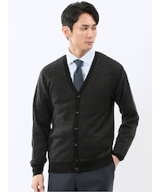 ウォッシャブル ウール混カルゼ柄 ニットカーディガン