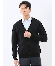 ウォッシャブル ウール混カルゼ柄 ニットカーディガン