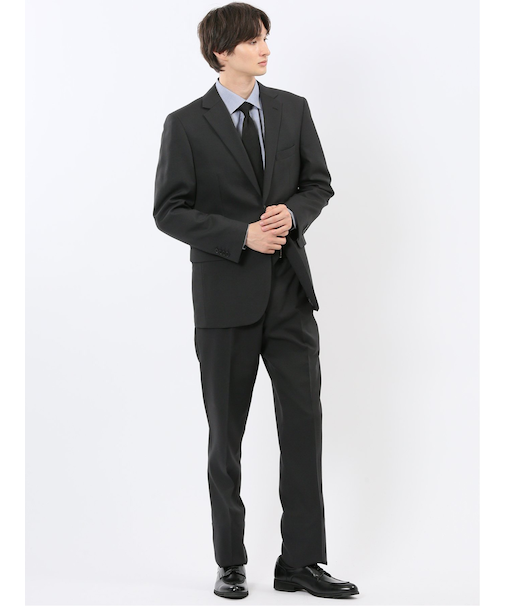 ストレッチウォッシャブル レギュラーフィット 2ボタン2ピーススーツ 組織グレー