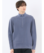 ウォッシャブル ハーフジップ スタンドニット