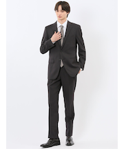 ストレッチウォッシャブル スリムフィット 2ボタン2ピーススーツ 千鳥黒