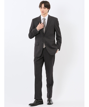 ストレッチウォッシャブル スリムフィット 2ボタン2ピーススーツ 千鳥黒