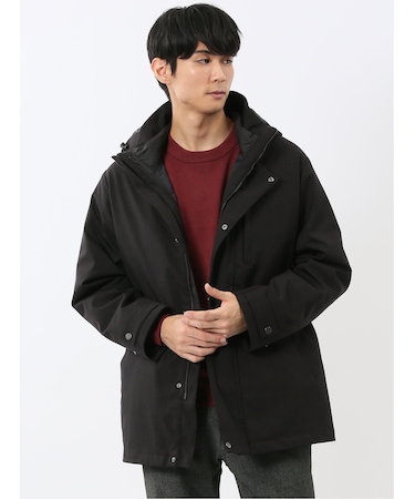 3WAY フード脱着 ライナー付きコート へリンボン