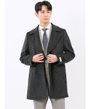 ウールビーバー ピーコート 無地グレー