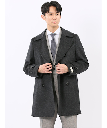 ウールビーバー ピーコート 無地グレー