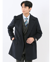 ウールビーバー ピーコート 無地紺