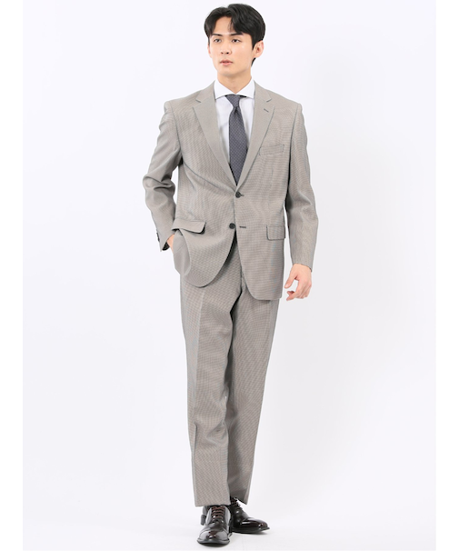 ストレッチウォッシャブル レギュラーフィット 2ボタン2ピーススーツ 千鳥シロ×クロ