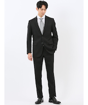 ストレッチウォッシャブル スリムフィット 2ボタン2ピーススーツ 組織黒